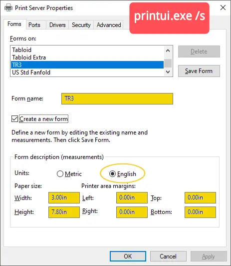 MMS Urdu Settings Page for Thermal Printer